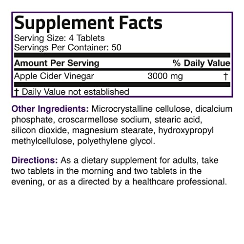 Bronson Apple Cider Vinegar 3000 MG per Serving Extra Strength - Non-GMO, 200 Vegetarian BronsonAu supplements