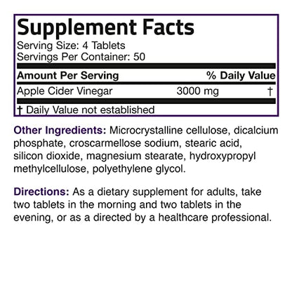 Bronson Apple Cider Vinegar 3000 MG per Serving Extra Strength - Non-GMO, 200 Vegetarian BronsonUS supplements