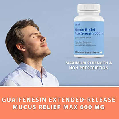 Curist Guaifenesin 600 mg Extended Release Tablets (300 Dye-Free Tablets) - Expectorant CuristUS supplements
