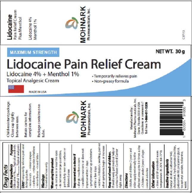 MOHNARK Pain Relief Cream with Lidocaine 4% and 1% Menthol | Includes Vitamin E | Numbs Away Pain Faster | Non-Greasy MOHNARKAu supplements