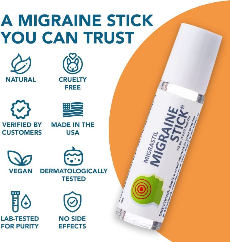 Basic Vigor Migrastil Migraine Stick Rollon - Fast Cooling Comfort for Your Head 3-Pack. Aromatherapy with Peppermint & Other Essential Oils. Metal Roller. Made in USA by Basic Vigor Basic VigorAu supplements