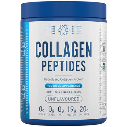 Applied Nutrition Collagen Peptides Powder - Hydrolysed Bovine Collagen Protein, Halal, Healthy Skin, Hair, Nails (Unflavoured) (300g - 15 Servings) Applied NutritionUS supplements
