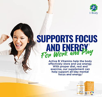 1 Body Vitamin B Complex – 5-MTHF Folate with B1, B2, B5, B6 1 BodyUS supplements