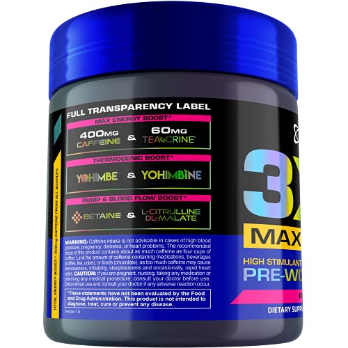 USN 3XT Max Pre-Workout Supplement Drink Mix Powder for Energy, Endurance and Pump USNUS supplements