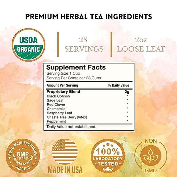 Menopause Tea for Cooling, Hormonal Balance, Relief from Hot Flashes, Night Sweats PCOS Herbal TeaAu supplements