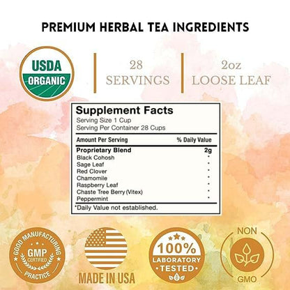 Menopause Tea for Cooling, Hormonal Balance, Relief from Hot Flashes, Night Sweats PCOS Herbal TeaUS supplements