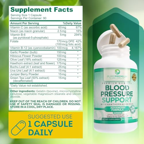 PurePremium Blood Pressure Support Supplement with Hawthorn, Hibiscus & Garlic Extract PurePremium SupplementsAu supplements