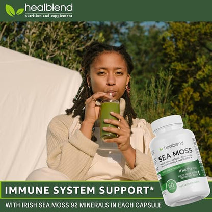 healblend Organic Irish Moss, Bladderwrack, Burdock, & BioPerine - 1405mg with Black Pepper healblendUS supplements