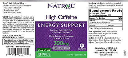 Natrol High Caffeine Tablets, Energy Support, Helps Enhance (Pack of 12) NatrolUS supplements