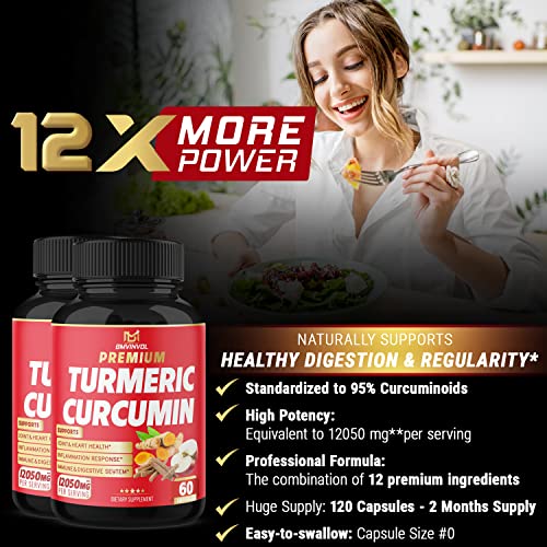 (2 Packs) Premium Turmeric Curcumin Supplement 12050mg with Ginger, Apple Cider Vinegar BMVINVOLUS supplements