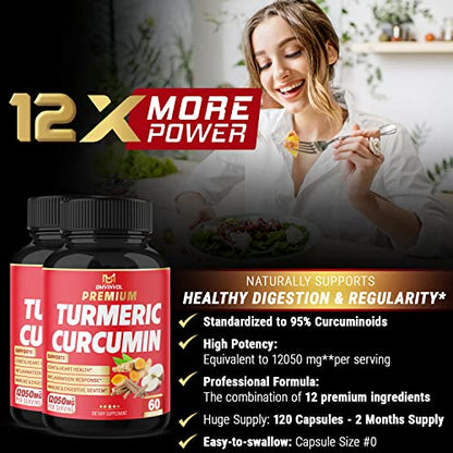 (2 Packs) Premium Turmeric Curcumin Supplement 12050mg with Ginger, Apple Cider Vinegar BMVINVOLUS supplements