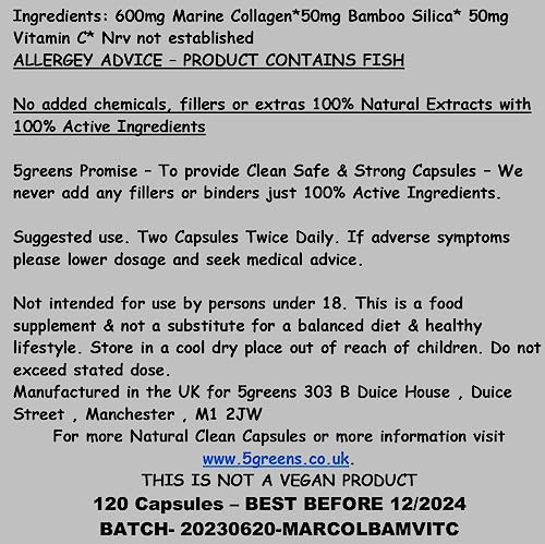 Marine Collagen Capsules 2400mg - Collagen Capsules with Bamboo & Vitamin C 5greensAu supplements