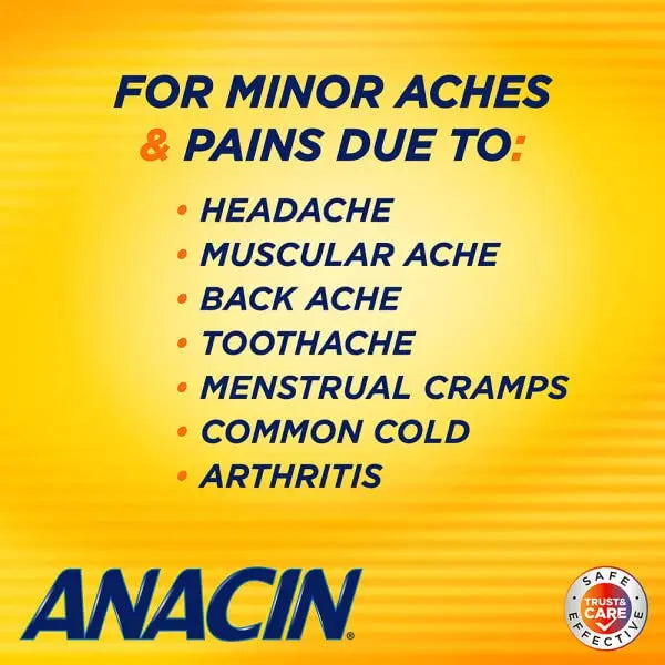 Anacin Fast Pain Relief Pain Reducer Aspirin Tablets, 200 Tabs (Value Pack of 2) ANACINAu supplements