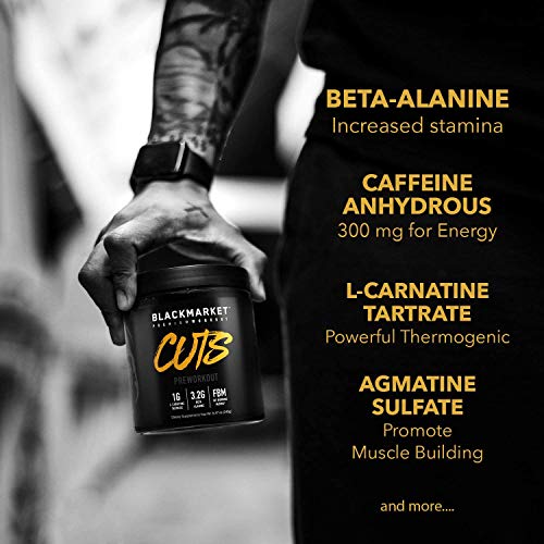 BLACKMARKET CUTS Pre Workout - Flavored Energy Powdered Drink Mix for Men BLACKMARKETAu supplements