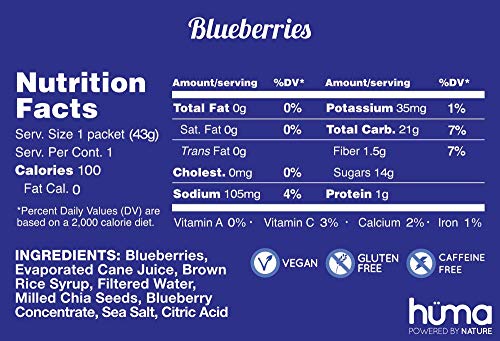 Huma Chia Energy Gel, Blueberries, 12 Gels - Premier Sports Nutrition HÜMA CHIA ENERGY GELAu supplements