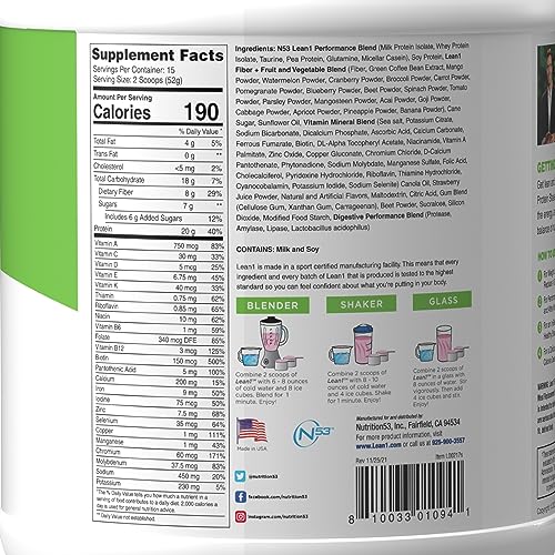 Lean1 Strawberry, 15 Serving tub, Fat Burning Meal Replacement by Nutrition53 N53US supplements