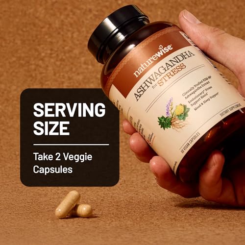 NatureWise Ashwagandha for Stress - With KSM-66 Extract, GABA, L-Theanine, Rhodiola Rosea - Herbal Mood & Sleep Support - Vegan, Non-GMO, Gluten-Free - 60 Capsules[1-Month Supply] NatureWiseAu supplements