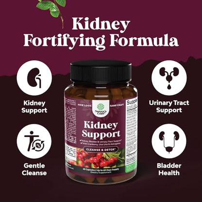 Kidney Support Cranberry Pills for Women and Men - High Strength Kidney Cleanse Detox Natures CraftUS supplements