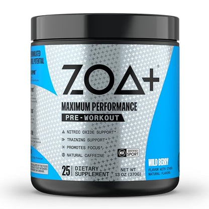 ZOA+ Pre-Workout Powder & Shaker Bottle Bundle, Wild Berry ZOAUS supplements