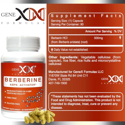 GENEX Berberine HCl 500mg (90 Capsules) | Powerful AMPK Activator, Supports Heart Genex FormulasUS supplements