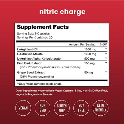 Nitric Oxide Supplement | L-Arginine, L Citrulline Malate, AAKG, Pine Bark, Grape Seed NutraChampsUS supplements