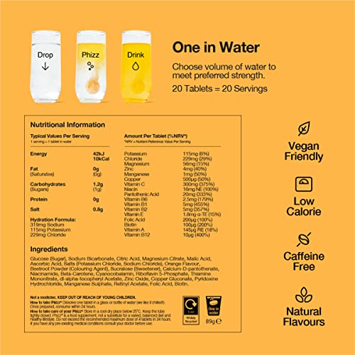 Phizz Electrolytes, Multivitamin & Hydration Tablets - 20 Effervescent Rehydration Electroly PhizzUS supplements