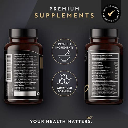 Premium Multi Collagen Protein Capsules with Type I, II, III - Includes Hydrolysed Grass NutravitaUS supplements