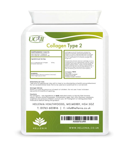 UC-II® Collagen Type 2-40mg - 60 Capsules | Joint Support | Manufactured in The UK HelleniaUS supplements