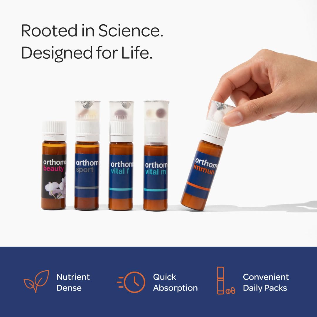 Orthomol Immun, Immune Support Vials for Adults with Vitamin C, Zinc, Selenium, Iodine, Vitamin D, E, A ,B, Calcium, 25+ Immune Boost Nutrients, 1 Serving Per Day for Daily Health (30 Day Supply) OrthomolAu supplements