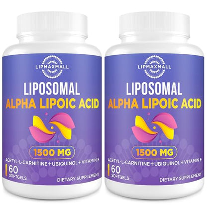 Liposomal Alpha Lipoic Acid 1500mg - with Acetyl-L-Carnitine 900mg & Ubiquinol 100mg lipmaxmallUS supplements