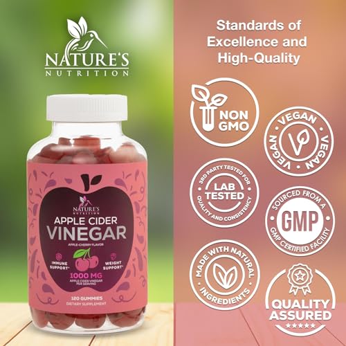 Vegan Apple Cider Vinegar Gummies | Max Strength 1000mg | Gelatin-Free, Vegan, Non-GMO Nature's NutritionUS supplements
