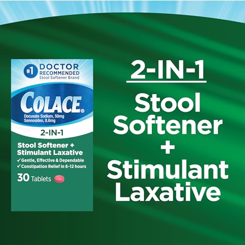 Colace 2-In-1 Stool Softener & Stimulant Laxative Tablets, Gentle Constipation Relief in 6-12 Hours ColaceAu supplements