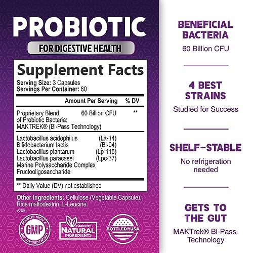 Probiotics, 60 Billion CFU per Serving, Probiotic with Prebiotics for Digestive & Immune Health Nature's NutritionUS supplements