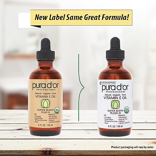 PURA D'OR 4 Oz ORGANIC Vitamin E Oil Blend 70,000 IU - 100% Natural Hexane Free, Sweet Almond PURA D'ORAu supplements