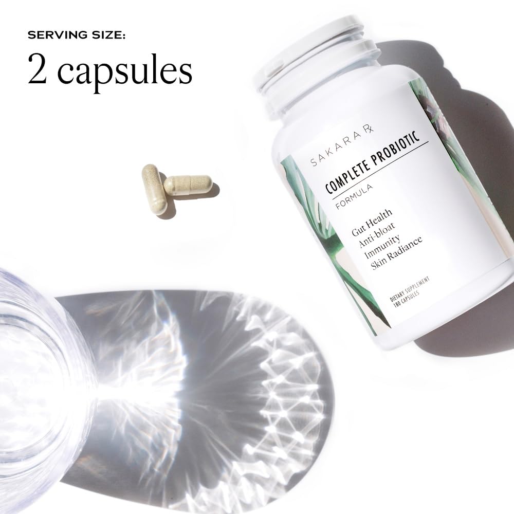 SAKARA Complete Probiotic - Prebiotics and Probiotics for Women Digestive Health Supplements, Supports Bloating, Immune System & Skin Radiance, Gut Health for Women with 3 Billion CFU's - 180 Capsules SAKARAAu supplements