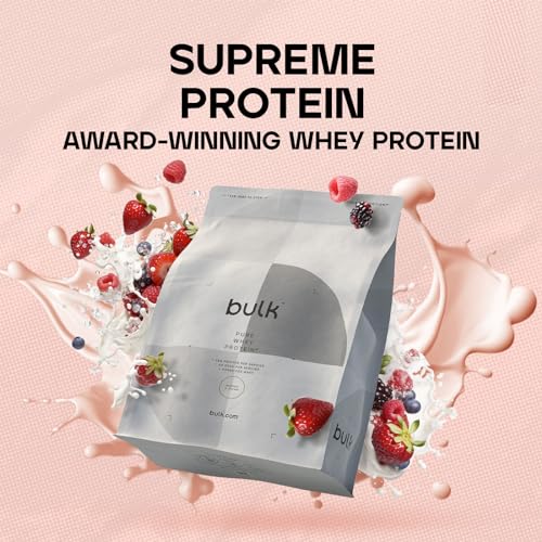 Bulk Pure Whey Protein Powder Shake, Berries and Cream, 1 kg, Packaging May Vary BulkUS supplements