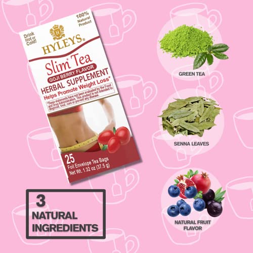 Hyleys Slim Tea Goji Berry Flavor - Weight Loss Herbal Supplement Cleanse and Detox Hyleys TeaUS supplements