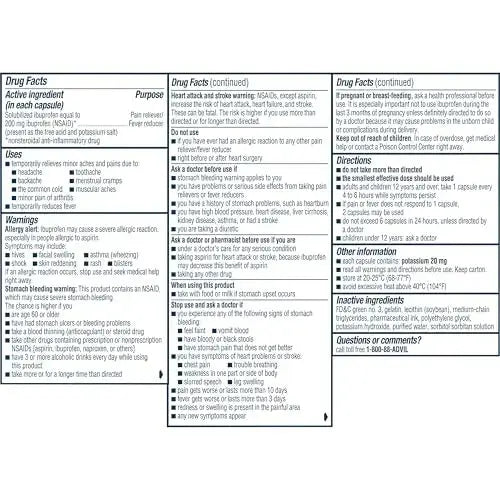 Advil Liqui-Gels Pain Reliever And Fever Reducer, Pain Medicine For Adults With Ibuprofen 200mg For Headache, Backache, Menstrual Pain And Joint Pain Relief - 40 Liquid Filled Capsules AdvilAu supplements