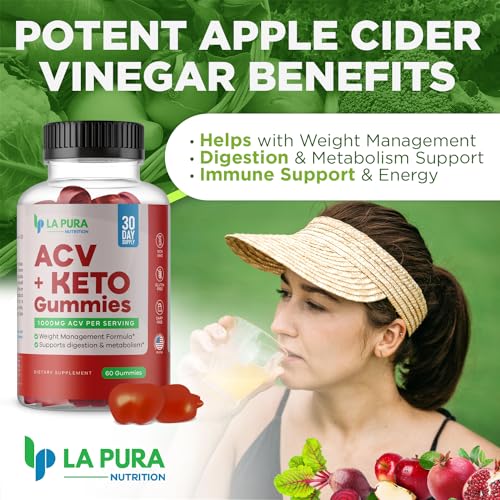 LaPura ACV 1000 mg + Keto Gummies for Weight Loss, 60 Gummies - 1000 mg Apple Cider LaPuraUS supplements