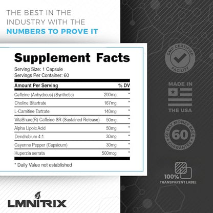 LMNITRIX Burnz ✮ Thermogenic Pills for Men & Women ✮ Energy Supplement ✮ 60 Capsules LMNITRIXUS supplements