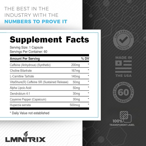 LMNITRIX Burnz ✮ Thermogenic Pills for Men & Women ✮ Energy Supplement ✮ 60 Capsules LMNITRIXAu supplements