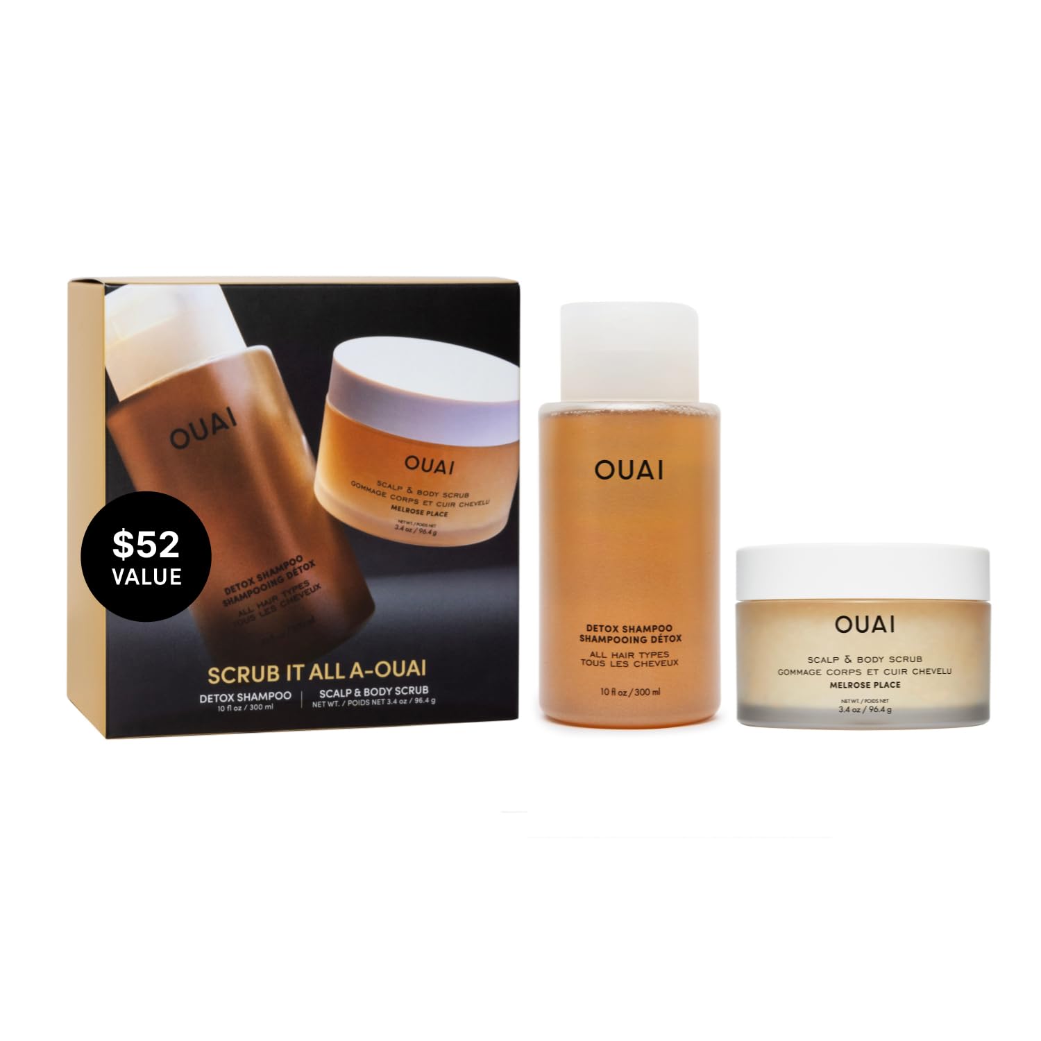 OUAI Hair Care Set - Clarifying Shampoo & Exfoliating Scalp Scrub - Deep Cleansing & Balancing - Hair Care Kit with Detox Shampoo & Travel Size Sugar Scrub for Scalp (2 Count) OUAIAu supplements