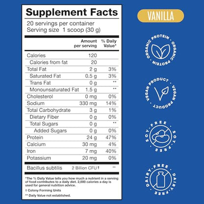 BIRDMAN Falcon Organic Vegan Protein Powder Vanilla, 24g Protein, Sugar Free, Probiotics BIRDMANUS supplements
