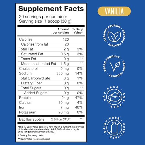 BIRDMAN Falcon Organic Vegan Protein Powder Vanilla, 24g Protein, Sugar Free, Probiotics BIRDMANUS supplements