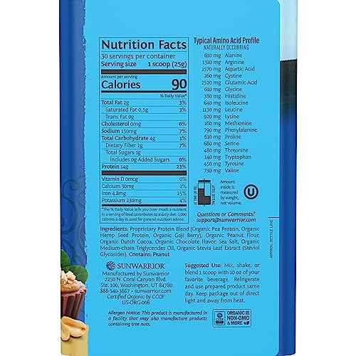 Sunwarrior Vegan Protein Powder Organic Plant-Based Protein | BCAA Amino Acids Hemp SunwarriorUS supplements