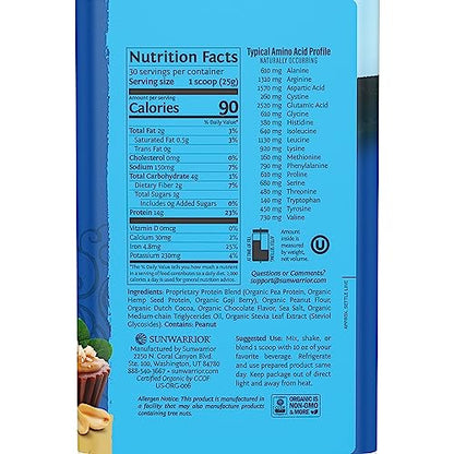 Sunwarrior Vegan Protein Powder Organic Plant-Based Protein | BCAA Amino Acids Hemp SunwarriorUS supplements