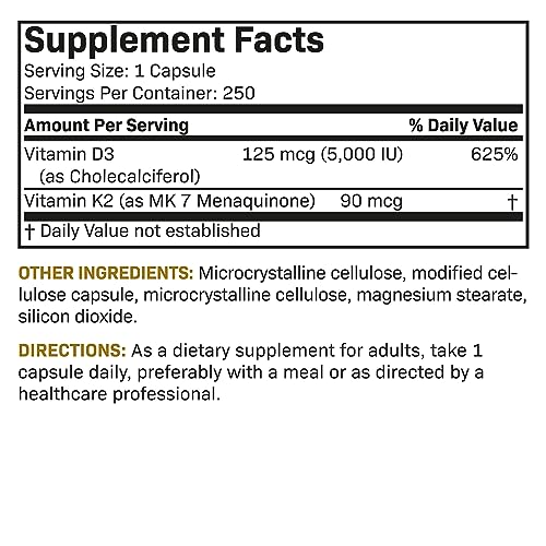 Futurebiotics Vitamin K2 (MK7) with D3 Supplement - Non-GMO Formula - 5000 IU Vitamin FuturebioticsUS supplements