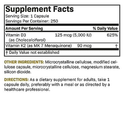 Futurebiotics Vitamin K2 (MK7) with D3 Supplement - Non-GMO Formula - 5000 IU Vitamin FuturebioticsUS supplements