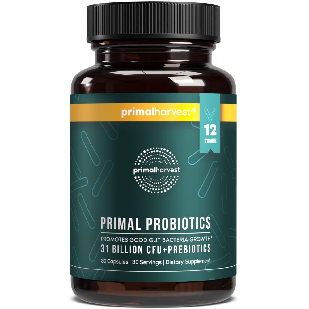 Primal Harvest Probiotics for Women & Men Daily Probiotic Supplement with 12 Strains for Gut & Digestive Health 30 Capsules Primal HarvestAu supplements