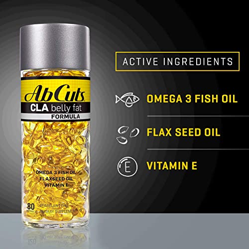 Ab Cuts CLA Belly Fat Formula - 80 Easy-to-Swallow Softgels - Omega 3 Fish Oil, Flaxseed AbCutsUS supplements